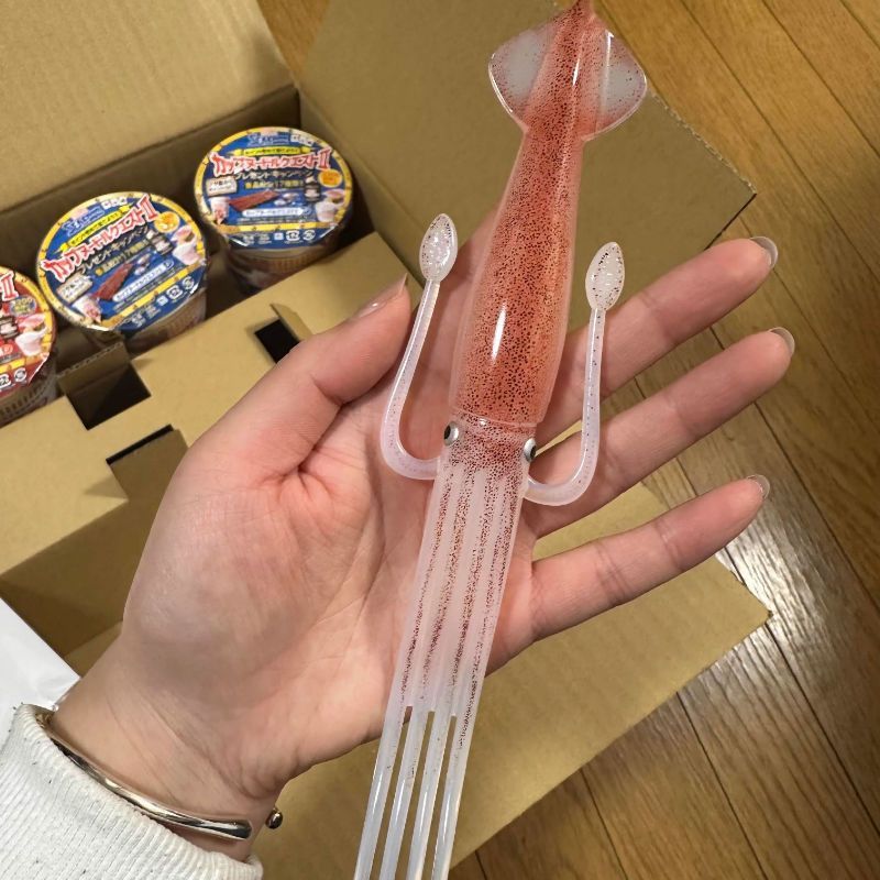 小红书同款日清鱿鱼创意叉子搞怪乌贼趣味日料餐具泡面叉子搞笑