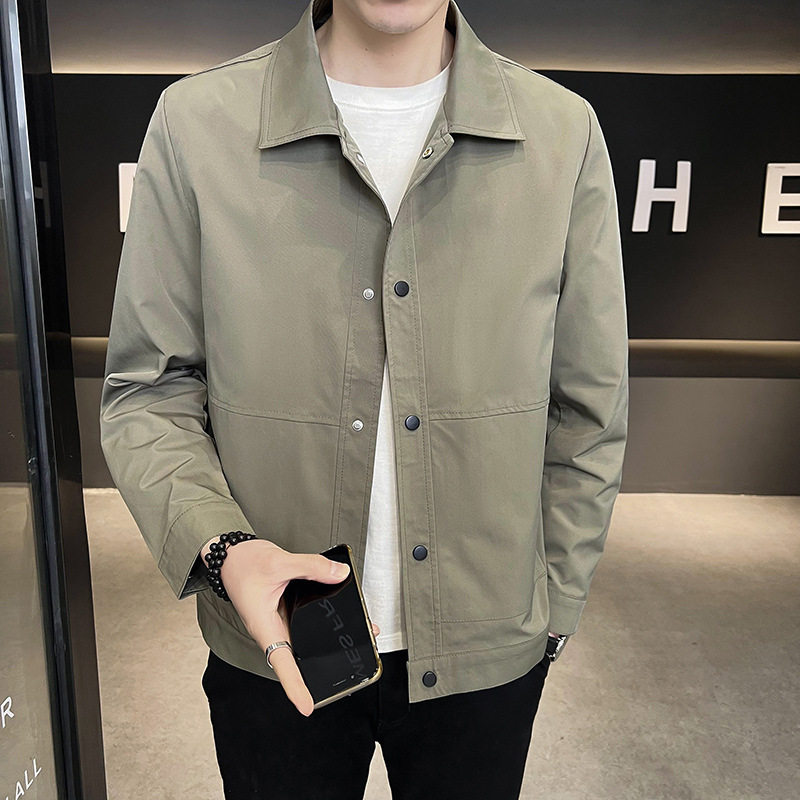 男士翻领夹克春秋季潮流修身抗皱高级感+精致外套轻熟风青年男装