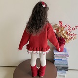 女童加绒毛衣冬季2025新款卡通女一体绒毛线衣冬装儿童针织衫，童装毛衣，祺妙童装