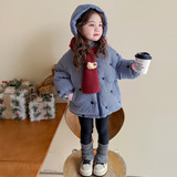 女童格子棉服外套韩系秋冬装新款小女孩加厚保暖棉衣儿童冬季棉袄，童装棉衣，祺妙童装