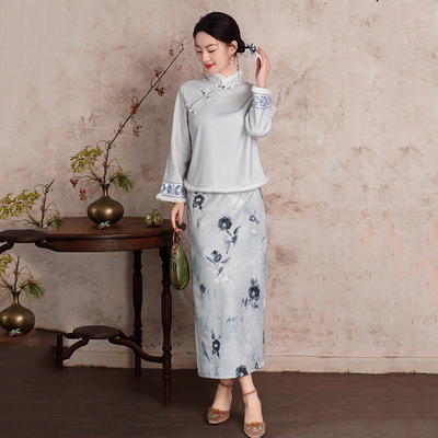 加厚冬装新中式国风长袖改良旗袍2025新款年轻款女复古收腰秋冬季