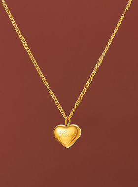 温鉴love爱心项链2022年新款女夏锁骨链简约气质轻奢颈链桃心钛钢