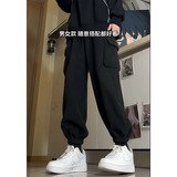 工装休闲裤秋冬新款加绒长裤复古宽松束脚卫裤K2245-P47控58，男装休闲裤，电商A362