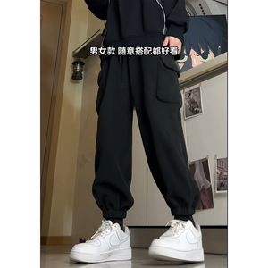 工装休闲裤秋冬新款加绒长裤复古宽松束脚卫裤K2245-P47控58图片