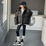 女童2025年冬季新款连帽棉服女大童户外加绒加厚保暖工装派克服潮，童装棉衣，祺儿童装