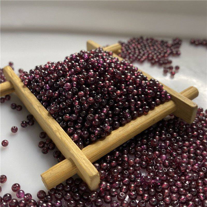 .酒红色石榴石手链男女手串六毫米散珠子转运串珠水晶饰品配件