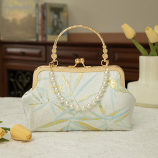 新款国风素雅汉服包中式古风手提旗袍包包肩斜跨手提口金包