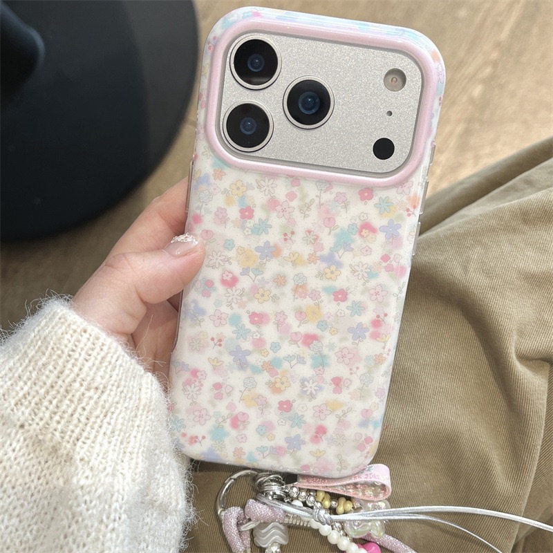 韩风少女心闪粉彩色碎花iPhone18