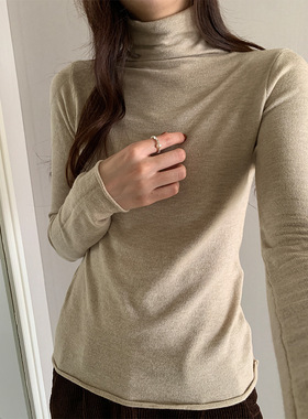 lirose基础6色堆堆领毛针织打底衫女秋冬修身内搭长袖T恤上衣1048