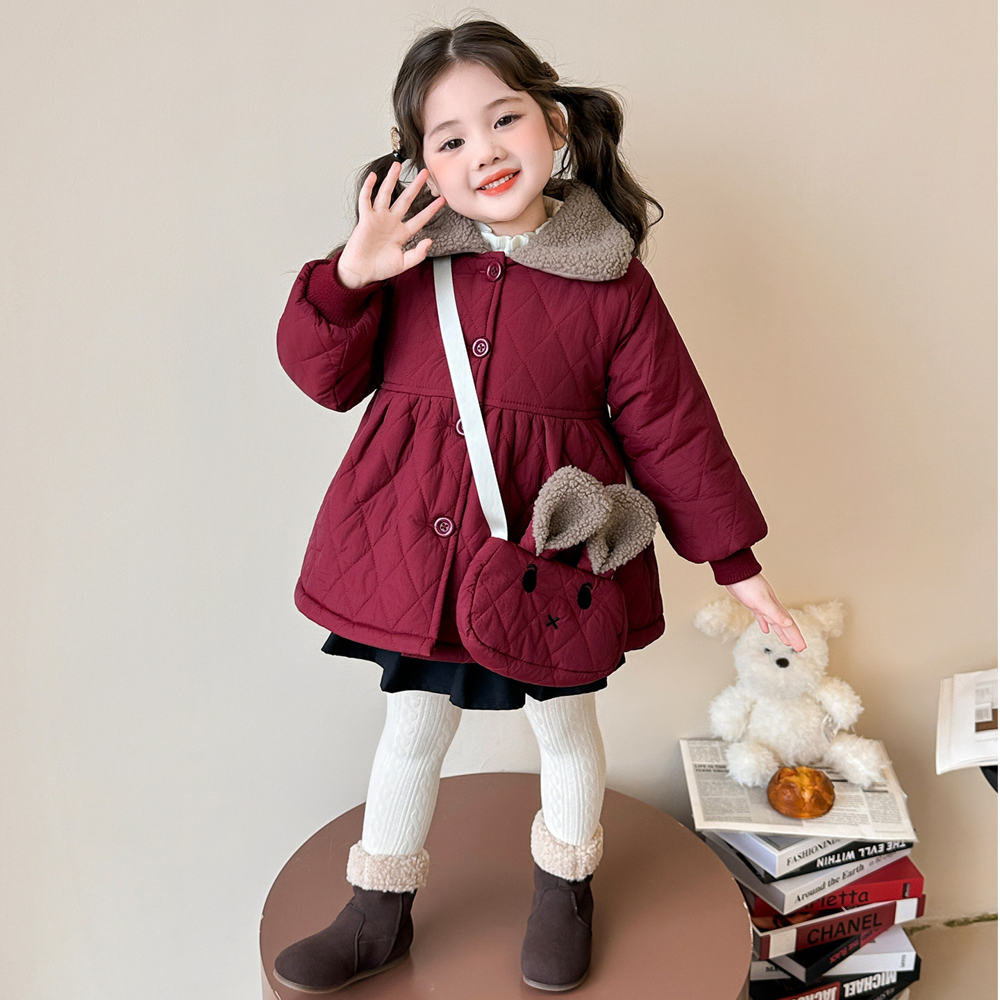 女童加厚外套秋冬2025新款洋气时髦夹棉棉服冬装儿童加绒棉衣P83，童装棉衣，祺妙童装