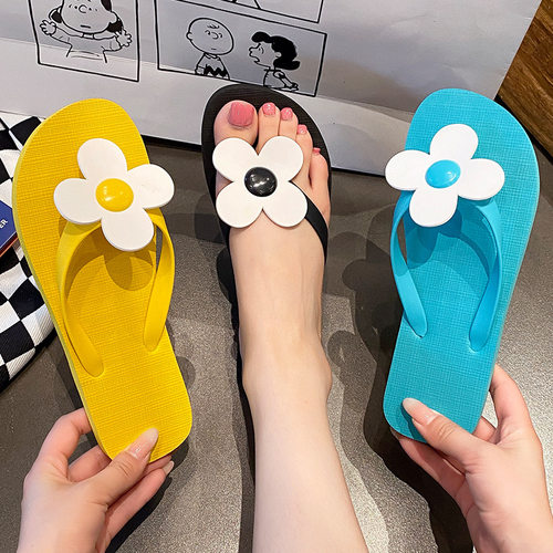 花朵人字拖女士平底拖鞋防滑软弹透气度假休闲泳池沙滩凉拖鞋