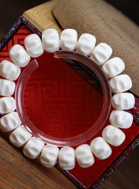 高密度纯白鹿角手串民族风