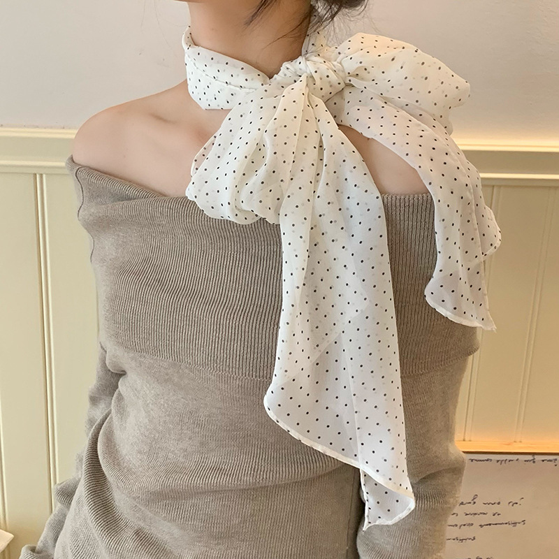 多用丝巾薄款围巾装饰复古波点