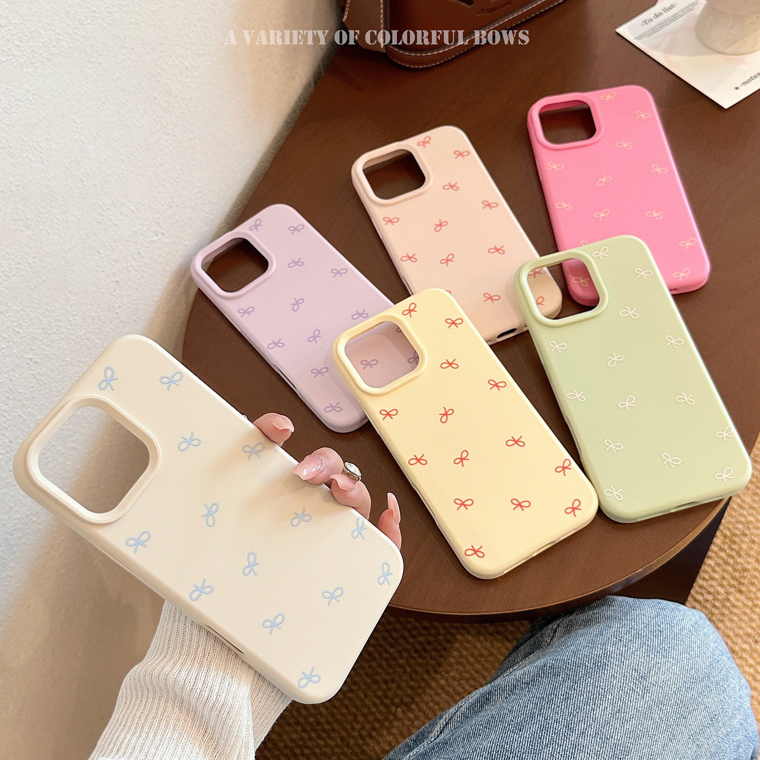 多巴胺colorful bow soft case适用iphone 11 12 13 14 15 16 plus 17 pro max