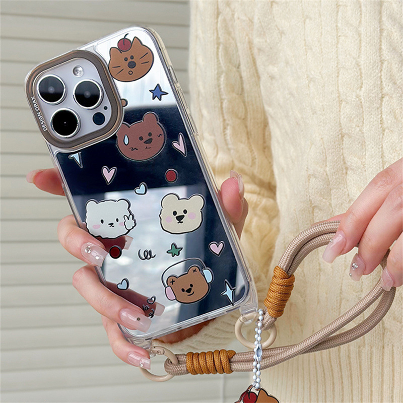 手提挂绳便携苹果卡通16镜面