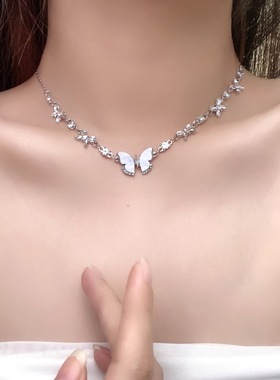 轻奢小众设计锆石蝴蝶项链女夏百搭级感锁骨链时尚气质颈链项饰