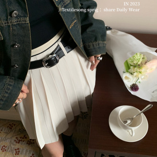 白色百褶短裙女松紧腰显瘦显高a字小个子休闲百搭半身裙 2025夏季