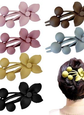 亚马逊热销爆款磨砂花朵发夹后脑勺盘发夹鸭嘴夹级百搭发饰