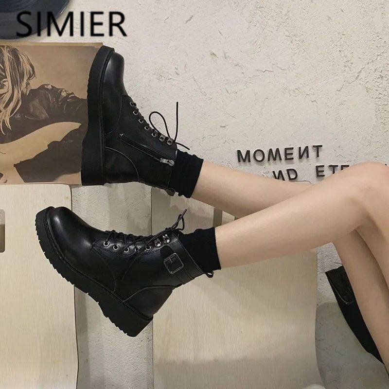 .短靴斯米尔马丁靴女款2023年新款春秋冬季厚底加绒子女英伦风单