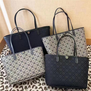 TB托特包ELLA帆布配牛皮购物袋大logo尼龙肩手提链条tote女包