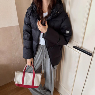 加厚外套 连帽小个子面包服冬季 平湖2025新款 90白鸭绒羽绒服女短款