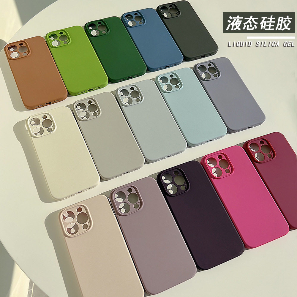 Pure color liquid silicone shockproof soft case适用iphone 11 12 13 14 15 16 plus 17 pro max