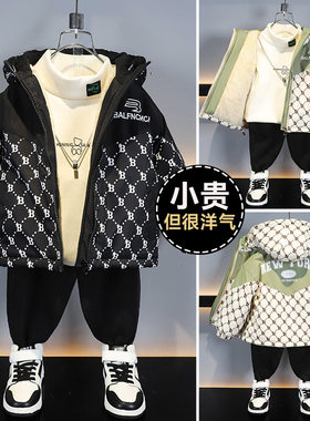 男童棉服冬季2026新款洋气儿童秋冬装加绒派克服男孩加绒棉衣外套