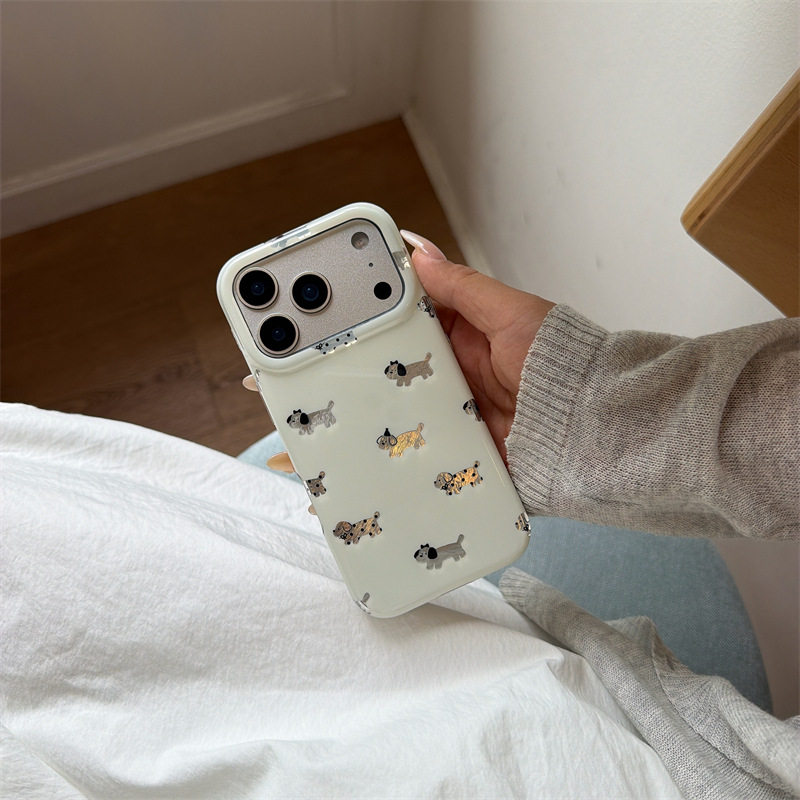 奶白可爱腊肠狗锡纸纹iPhone17