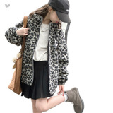 女童加棉加厚豹纹卷毛外套冬装2025新款羊羔绒中大童女孩秋冬外套，童装外套，祺儿童装