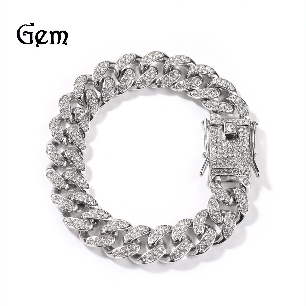 Gumeng Cross-Border New Hip-Hop 12mm Alloy Bracelet for Men, F