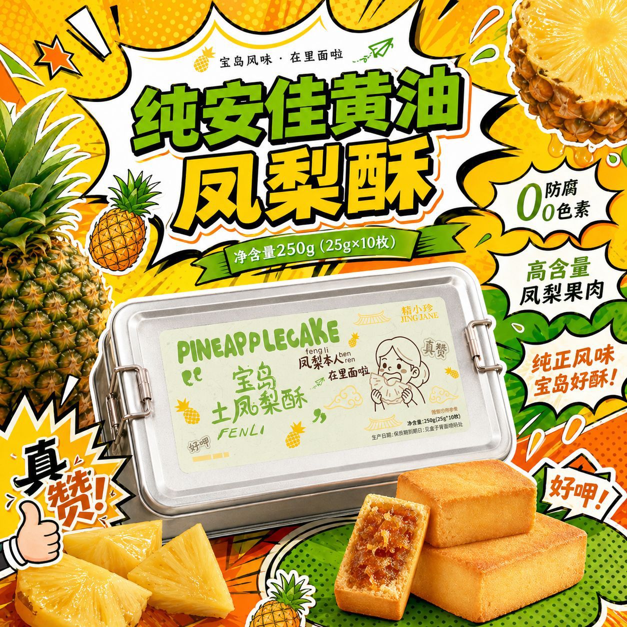 精益珍铁盒凤梨酥台湾特产图片