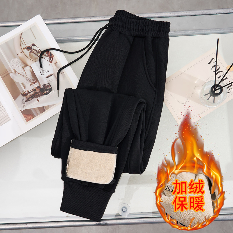胖妈妈300斤加绒厚款高腰弹力冬季棉裤子外穿超肥束脚裤秋冬显瘦