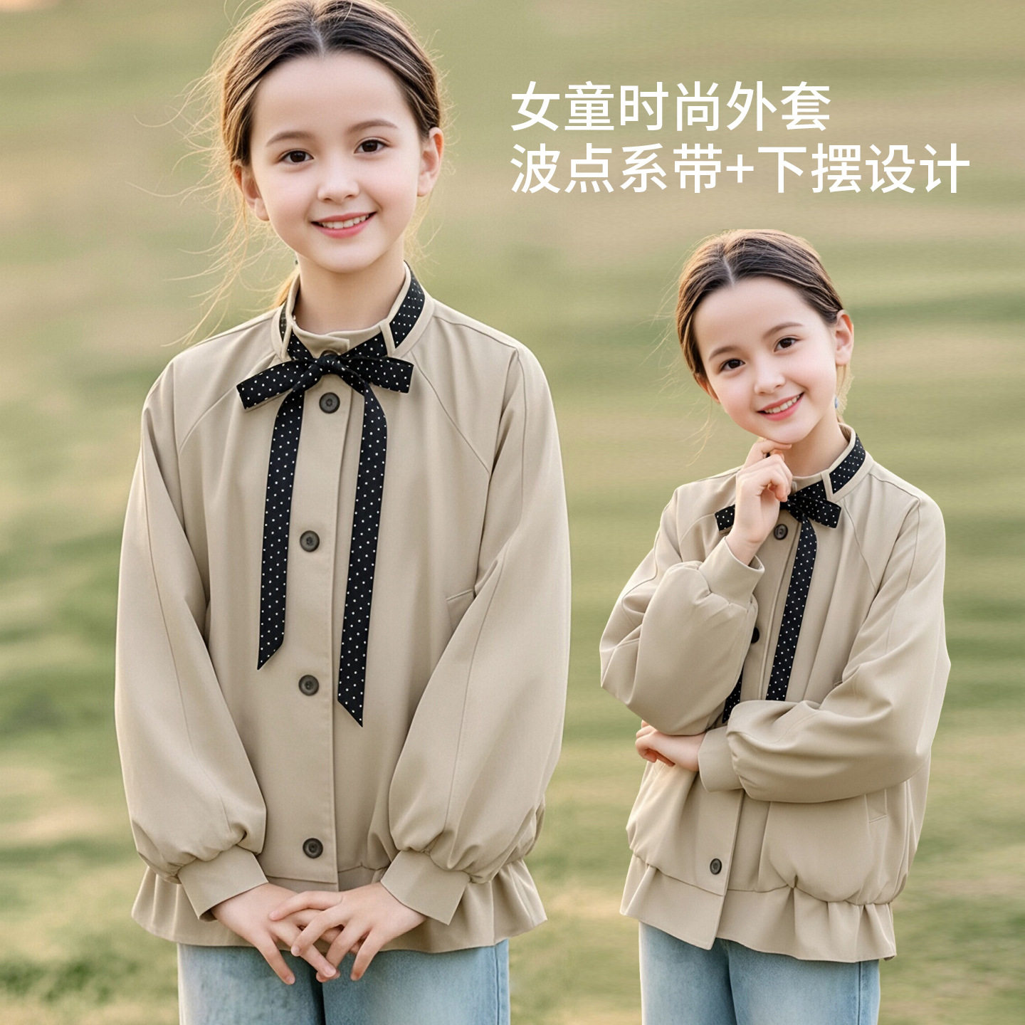 巧兜V字领10岁棉涤甜美中国大陆