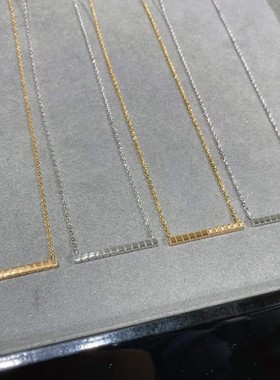 萧家四方冰块体项链新款2cube镶钻V金镀18k玫瑰金白金几何锁骨链