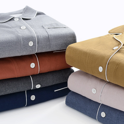 MUEJ无简母鸡磨毛睡衣男女秋冬加厚纯棉长袖情侣家居服套装法兰绒