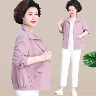 妈妈春装2026新款外套短款洋气中老年女春夏夹克上衣轻薄