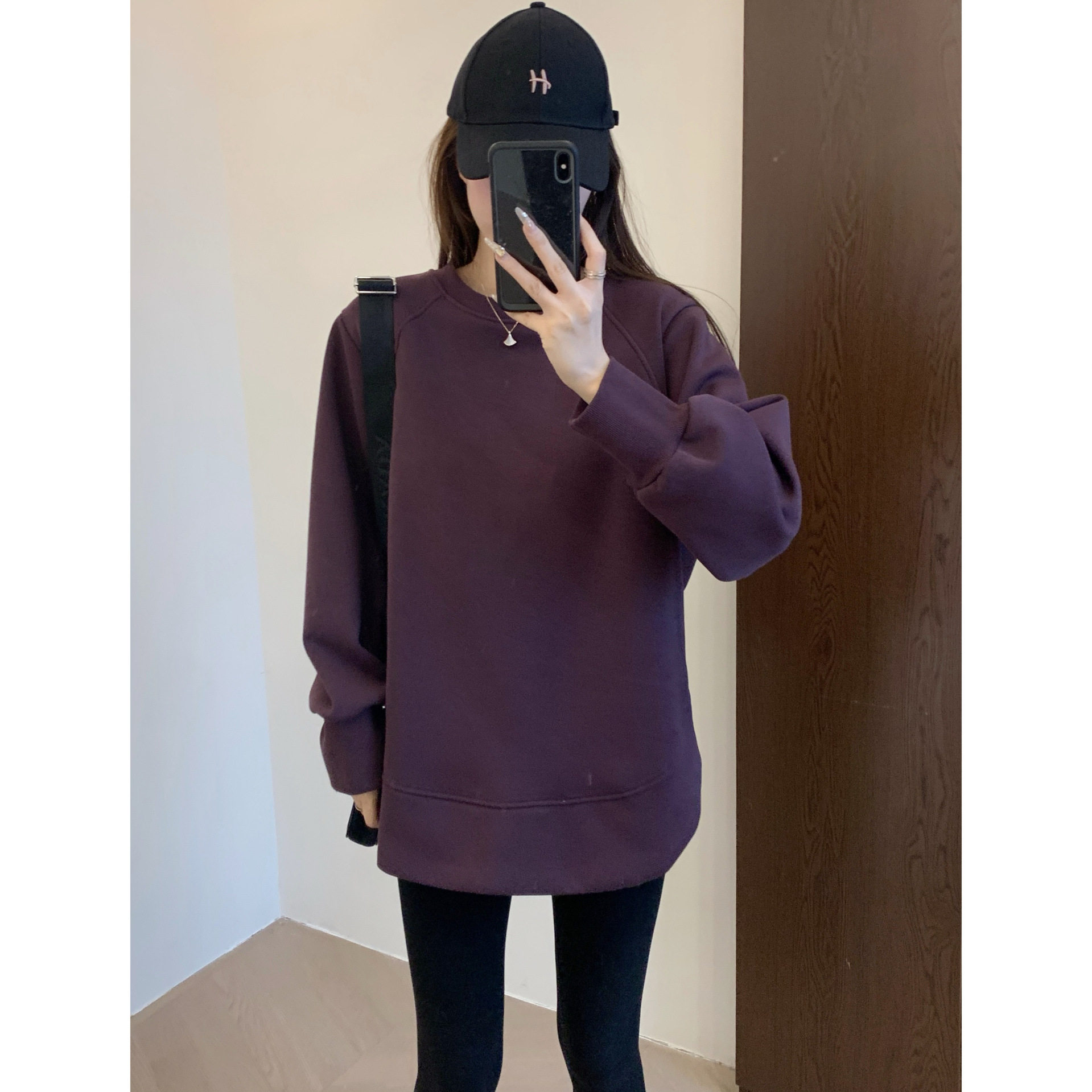 棉感加绒发热遮臀卫衣