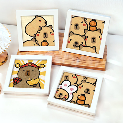 卡皮巴拉钻石画水豚儿童diy钻石贴画女孩卡通砖石画儿童粘贴画