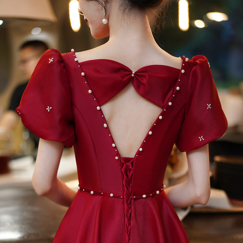 敬酒服新娘2026新款薄款显瘦修身平时可穿小个子红色结婚晚礼服裙
