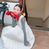女童2025年冬季新款韩系绑带公主裙女大童冬季加绒保暖时尚小套装，童装休闲套装，祺儿童装