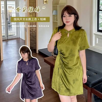 新中式套装国风捏褶收腰两件套