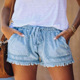 waist denim shorts Elastic woman松紧腰休闲高腰显瘦牛仔短裤 女