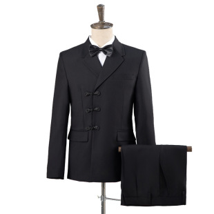 礼服舞台影楼复古中国风盘扣主持人歌手演出西服套装 男新中式 西装