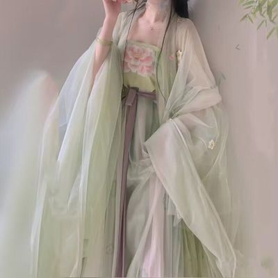 汉服女成人诃子裙唐制超仙广袖齐胸襦裙飘逸中国风古装春夏季套装