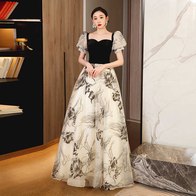 演出服2026新款冬季舞台表演走秀艺考主持敬酒服气质晚礼服蓬蓬裙