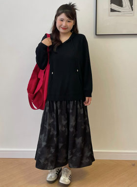 乃粒23891大码女装拼接复古花纹连衣裙2026秋胖mm假两件宽松长裙