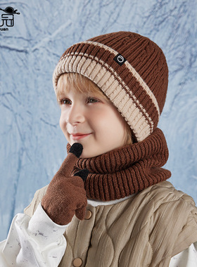 Children's hat gloves and scarf set outdoor warm pullover ha