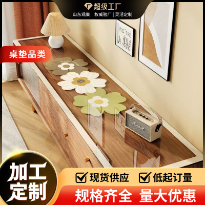 花卉电视柜桌垫透明软玻璃