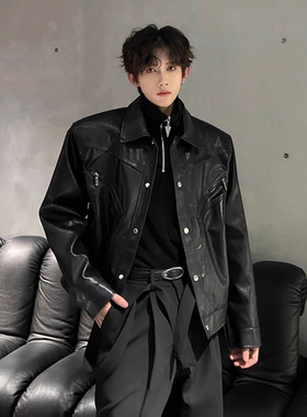 Cleanfit·美式猛男cleanfit短款垫肩皮衣外套2026春秋季新款美式