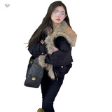 女童短款外套2025冬季新款中大童大毛领派克服时髦棉服保暖夹克衫，童装棉衣，祺儿童装